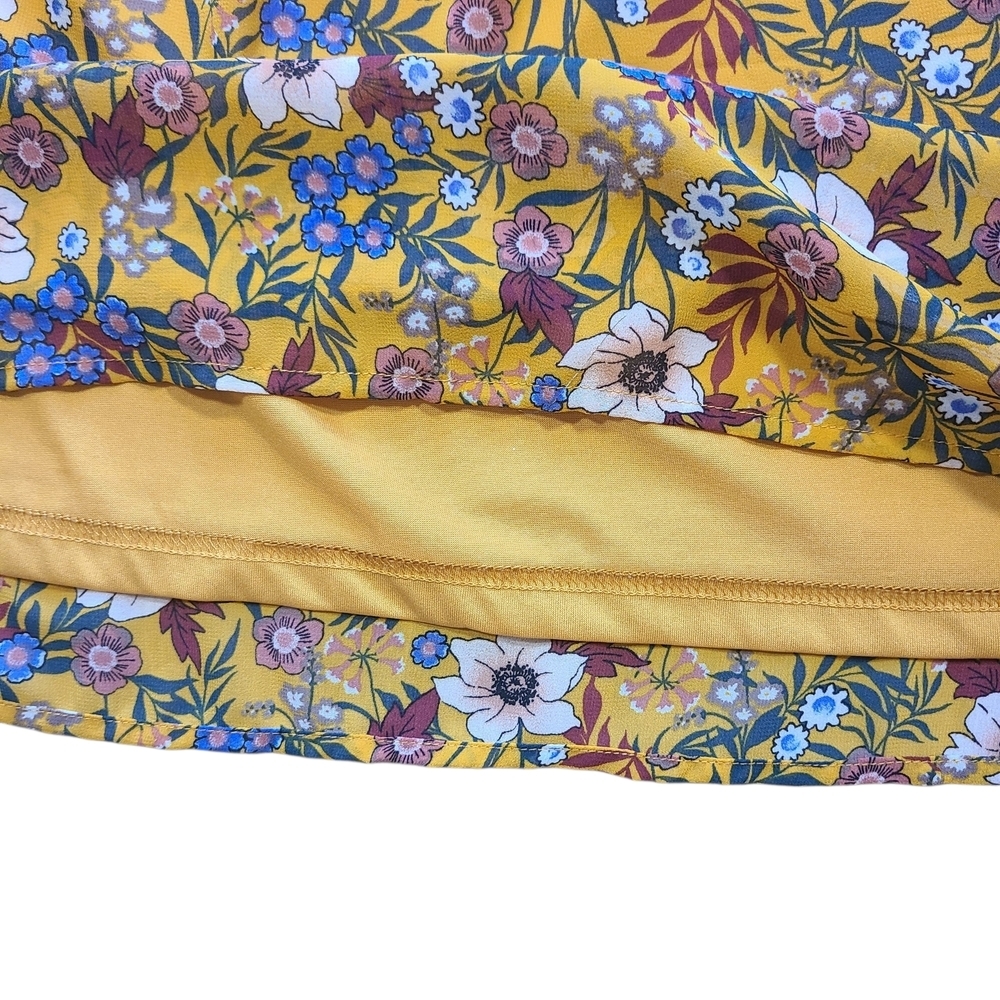 Essue Off Shoulder Floral Blouse Mustard Yellow Crochet Lace XL Boho - Picture 4 of 11